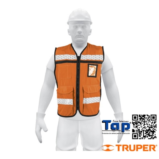 Imagen de CHALECO BRIGADISTA C CINTAS REFLEJANTES COLOR NARANJA