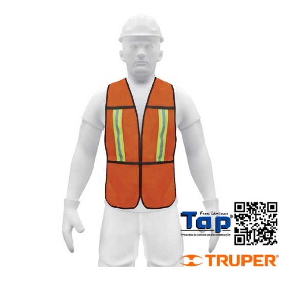Imagen de CHALECO SEGURIDAD C CINTAS REFLEJANTES NARANJA PRETUL