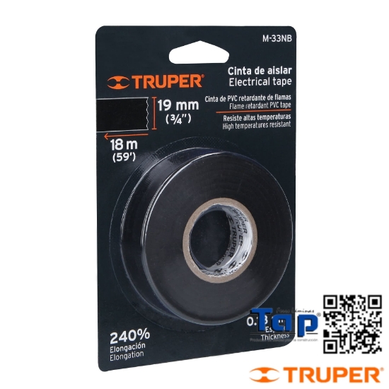 Imagen de CINTA AISLAR 18 MX19 MM NEGRA EN BLISTER TRUPER