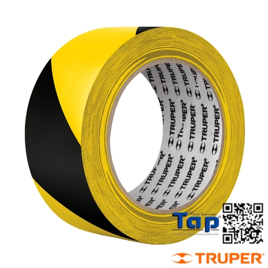 Imagen de CINTA DELIMITADORA AMARILLA / NEGRO TRUPER ROLLO 33M