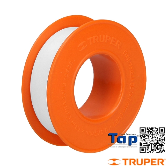 Imagen de CINTA SELLA ROSCAS 013 1/2"X13 M LARGO USO GENERAL TRUPER