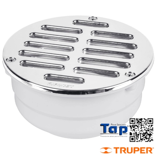 Imagen de COLADERA ABS C REJILLA CROMADA 125 5" C TORNILLOS FOSET