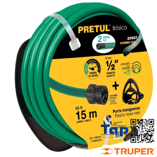 Imagen de MANGUERA MAN-15X 1/2"P Y PORTAMANGUERA NEGRO PRETUL COMBO