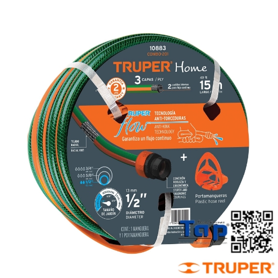 Imagen de MANGUERA MAN-15X 1/2"RE Y PORTAMANGUERA GAN-MA TRUPER
