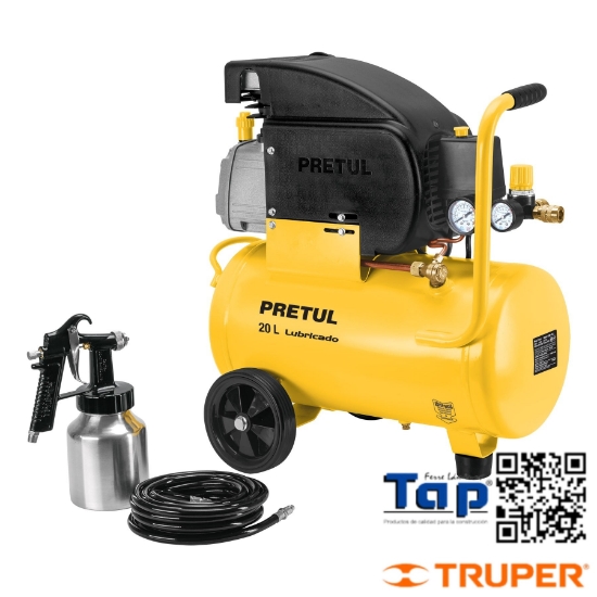 Imagen de COMPRESOR 20L 2-1/2 HP,MANGUERA PVC Y PISTOLA,PRETUL KIT