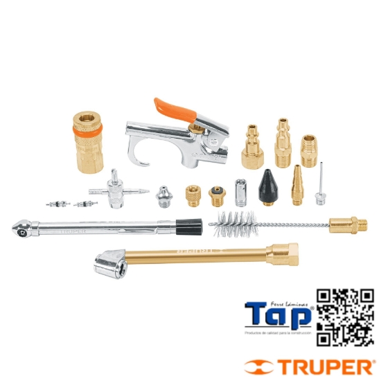 Imagen de COMPRESOR AIRE TRUPER JGO 18 PZAS