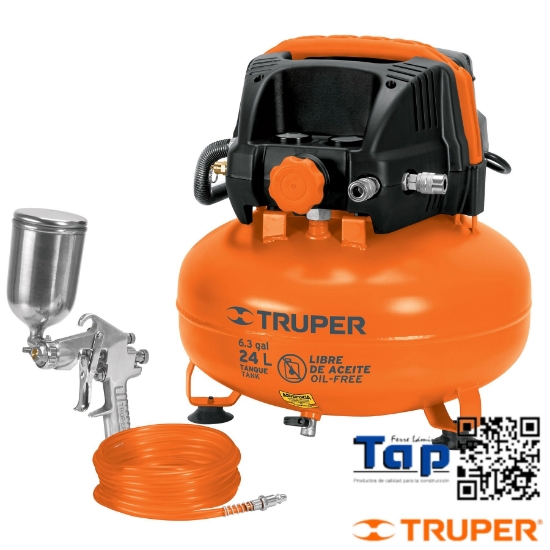 Imagen de COMPRESOR LIBRE ACEITE 24 L 2-2/3 HP PIPI-420 Y MANGUERA KIT