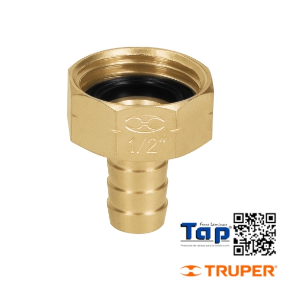 Imagen de CONECTOR 013 1/2" HEMBRA LATON SOLIDO P MANGUERA TRUPER