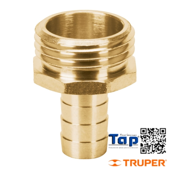 Imagen de CONECTOR 013 1/2" MACHO LATON SOLIDO P MANGUERA TRUPER