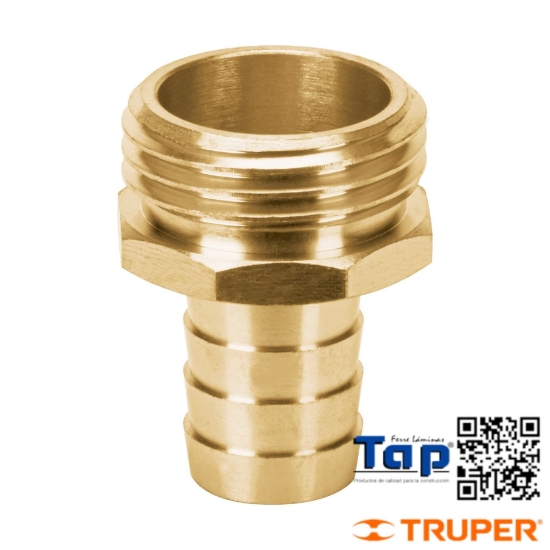 Imagen de CONECTOR 015 5/8" MACHO LATON SOLIDO P MANGUERA TRUPER