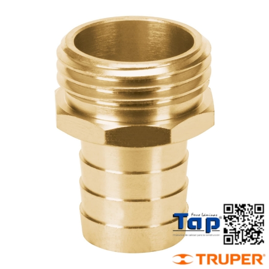 Imagen de CONECTOR 019 3/4" MACHO LATON SOLIDO P MANGUERA TRUPER