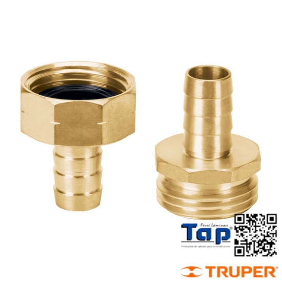 Imagen de CONECTORES 013 1/2" MACHO Y HEMBRA LATON SOLIDO P MANGUERA
