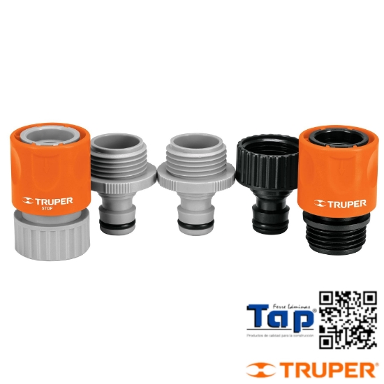 Imagen de CONECTORES 019 3/4" RAPIDOS ABS SISTEMA CLICK JGO 5