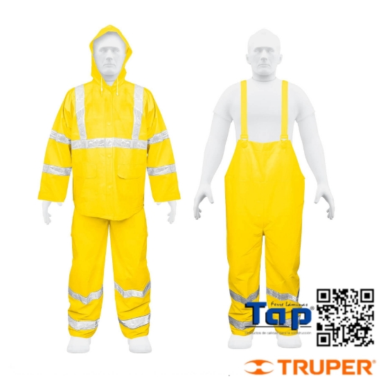 Imagen de IMPERMEABLE DOBLE CAPA CONJUNTO AMARILLO C REFLEJANTE XG