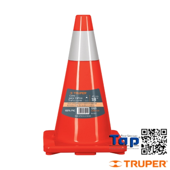 Imagen de CONO PRECAUCION 45 CM PVC C REFLEJANTE TRUPER