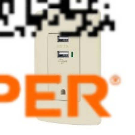 Imagen de CONTACTO ATERRIZADO MAS 2 PUERTOS USB MARFIL LINEA ITALIANA