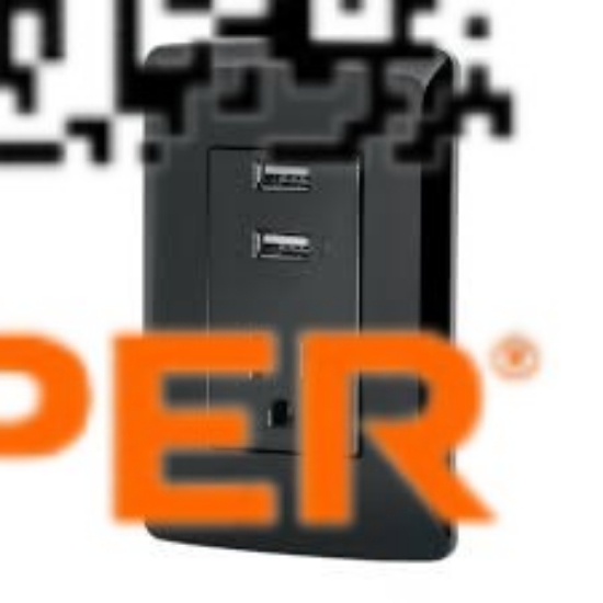 Imagen de CONTACTO ATERRIZADO MAS 2 PUERTOS USB NEGRO LINEA ITALIANA
