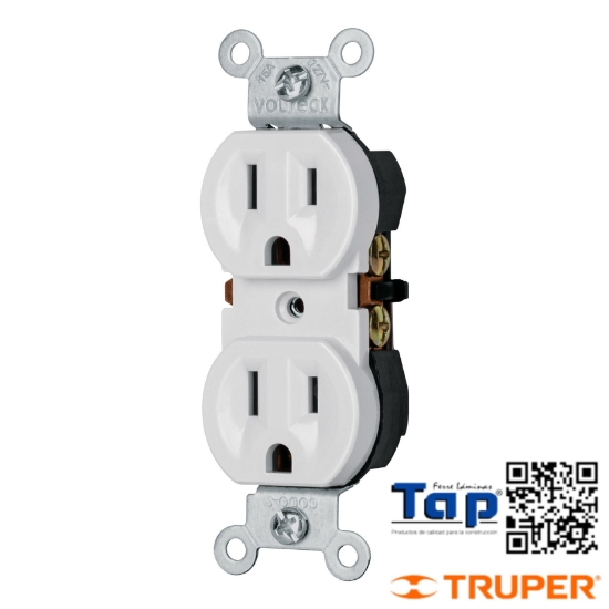 Imagen de CONTACTO DUPLEX 2 POLOS 3 HILOS STD GRANEL BLANCO