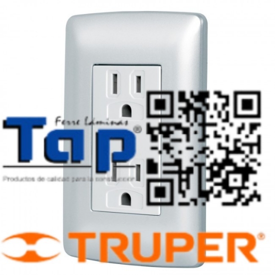 Imagen de CONTACTO DUPLEX ATERRIZADO COLOR PLATA LINEA ITALIANA 