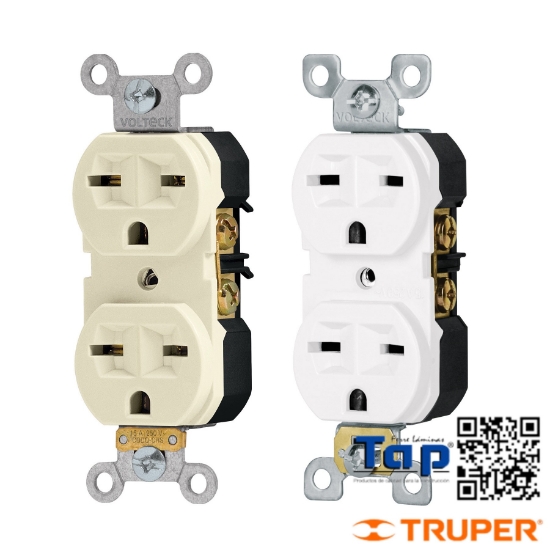 Imagen de CONTACTO DUPLEX CARA CHINO STD BLANCO VOLTECK