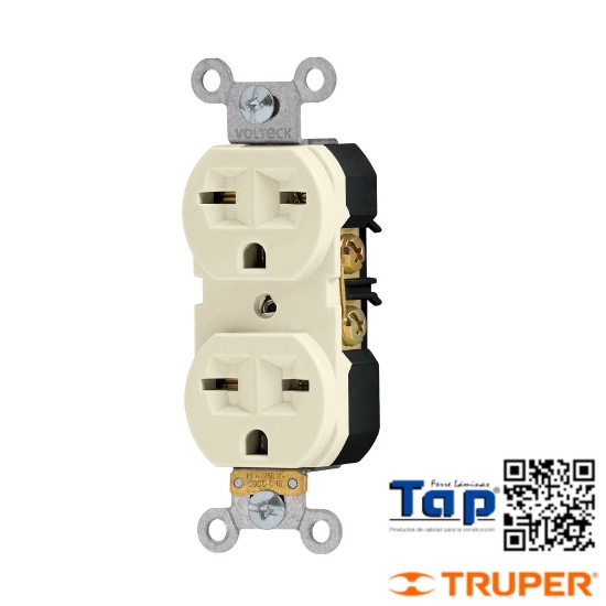 Imagen de CONTACTO DUPLEX CARA CHINO STD MARFIL VOLTECK