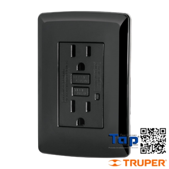 Imagen de CONTACTO DUPLEX FALLA A TIERRA GFCI NEGRO LINEA ITALIANA