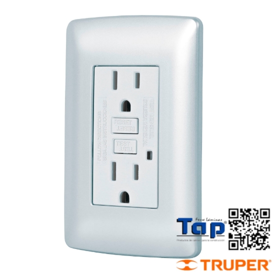 Imagen de CONTACTO DUPLEX FALLA A TIERRA GFCI PLATA LINEA ITALIANA