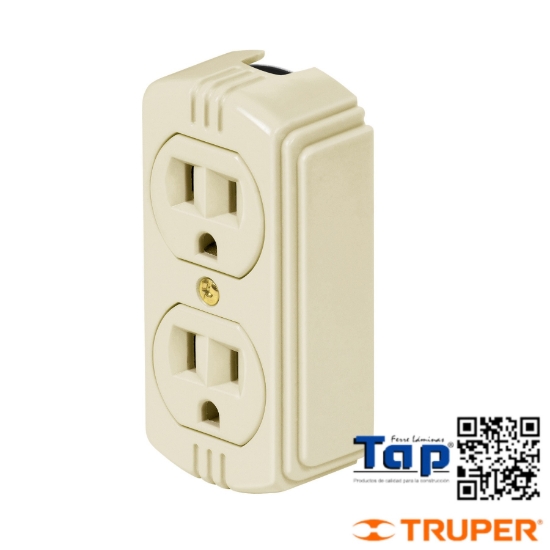 Imagen de CONTACTO SOBREPONER DUPLEX 2 POLOS MAS TIERRA A GRANEL