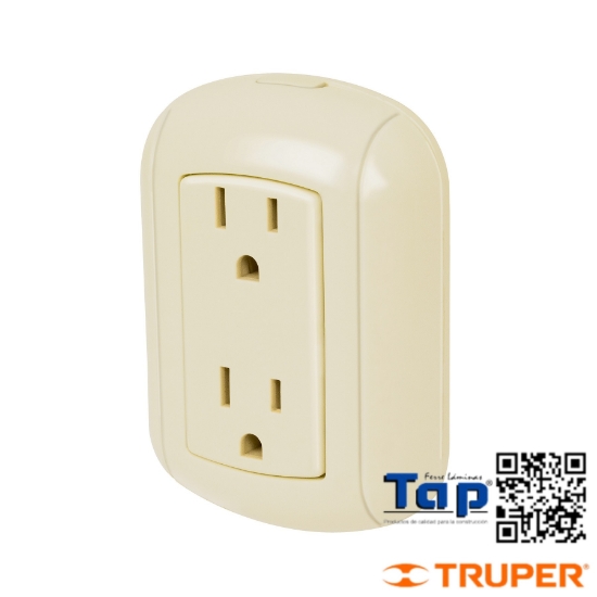 Imagen de CONTACTO SOBREPONER DUPLEX 2 POLOS MAS TIERRA ABS VOLTECK