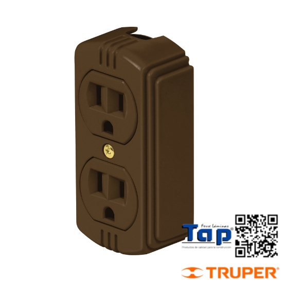 Imagen de CONTACTO SOBREPONER DUPLEX 2 POLOS MAS TIERRA CAFE VOLTECK