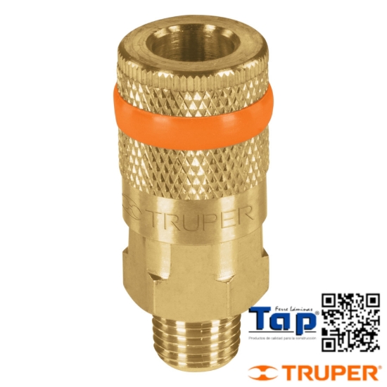Imagen de COPLE LATON CUERDA 006 1/4" NPT MACHO  TRUPER
