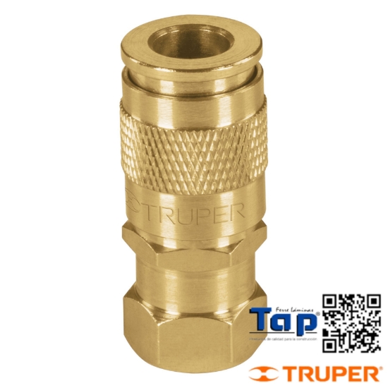 Imagen de COPLE RAPIDO LATON CUERDA 006 1/4" NPT TRUPER