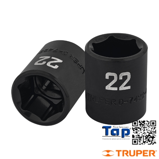 Imagen de DADO IMPACTO 22 MM  6 PTA CUA 013 1/2" TRUPER