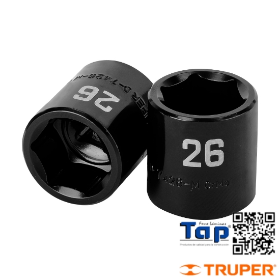 Imagen de DADO IMPACTO 26 MM  6 PTA CUA 013 1/2" TRUPER