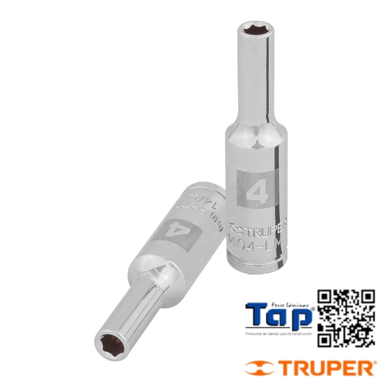 Imagen de DADO LARGO  4 MM  6 PTA CUA 006 1/4" TRUPER