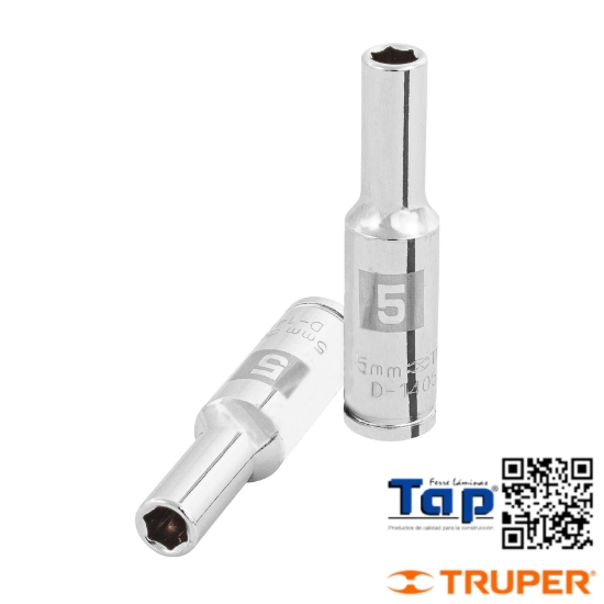 Imagen de DADO LARGO  5 MM  6 PTA CUA 006 1/4" TRUPER