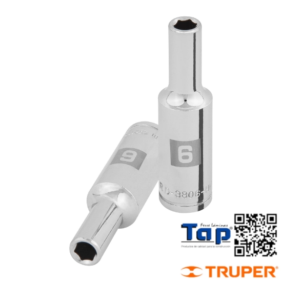 Imagen de DADO LARGO  6 MM  6 PTA CUA 009 3/8" TRUPER