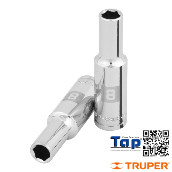 Imagen de DADO LARGO  8 MM  6 PTA CUA 009 3/8" TRUPER
