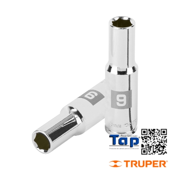 Imagen de DADO LARGO  9 MM  6 PTA CUA 009 3/8" TRUPER