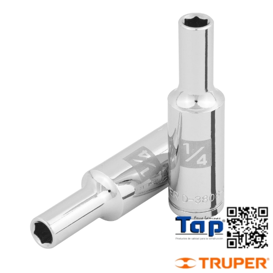 Imagen de DADO LARGO 006 1/4"  6 PTA CUA 009 3/8" TRUPER