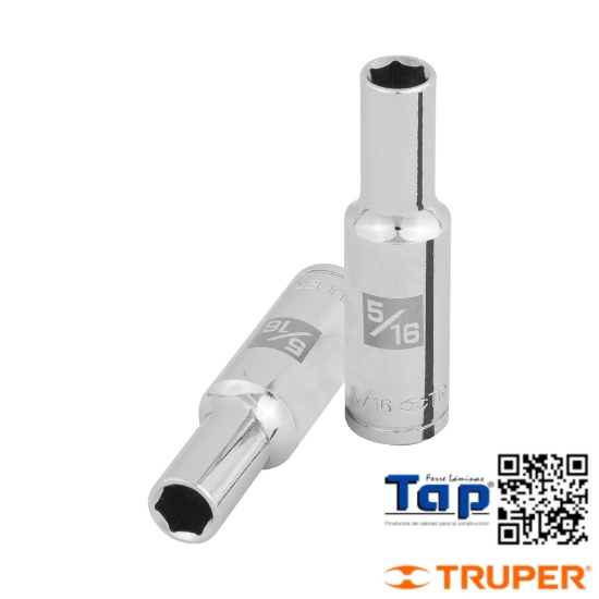 Imagen de DADO LARGO 008 5/16"  6 PTA CUA 009 3/8" TRUPER