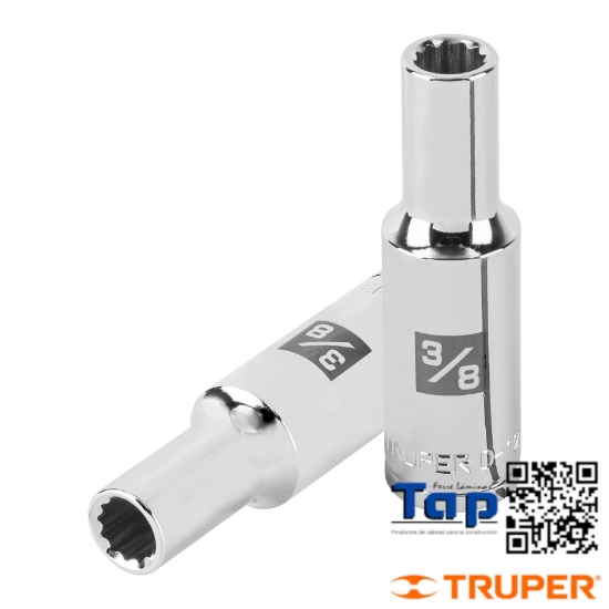 Imagen de DADO LARGO 009 3/8" 12 PTA CUA 013 1/2" TRUPER