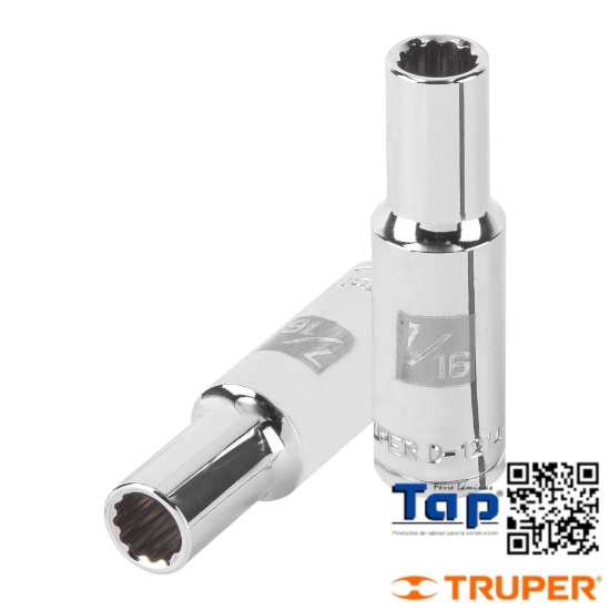 Imagen de DADO LARGO 011 7/16" 12 PTA CUA 013 1/2" TRUPER