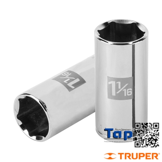 Imagen de DADO LARGO 026 1-1/16"  6 PTA CUA 013 1/2" TRUPER