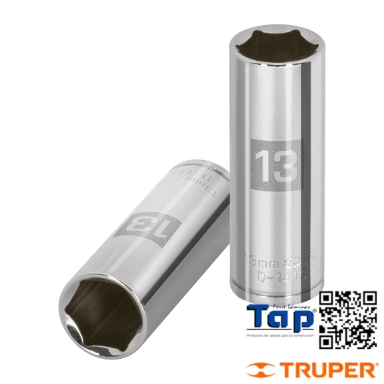 Imagen de DADO LARGO 13 MM  6 PTA CUA 006 1/4" TRUPER