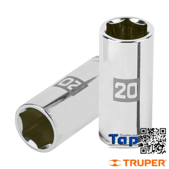 Imagen de DADO LARGO 20 MM  6 PTA CUA 009 3/8" TRUPER