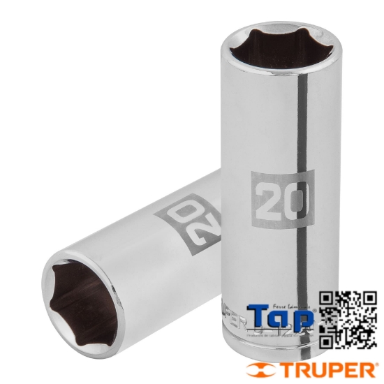 Imagen de DADO LARGO 20 MM  6 PTA CUA 013 1/2" TRUPER