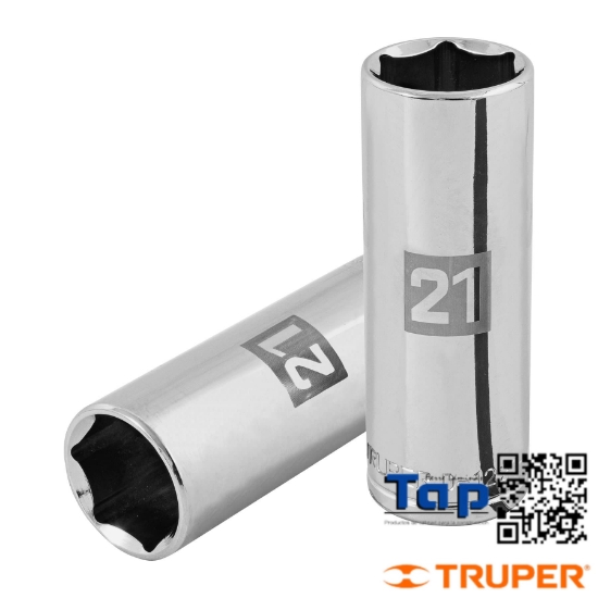 Imagen de DADO LARGO 21 MM  6 PTA CUA 013 1/2" TRUPER