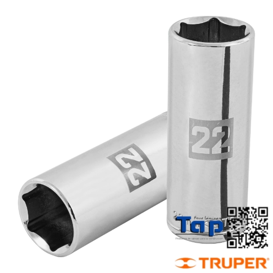 Imagen de DADO LARGO 22 MM  6 PTA CUA 013 1/2" TRUPER