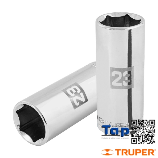 Imagen de DADO LARGO 23 MM  6 PTA CUA 013 1/2" TRUPER